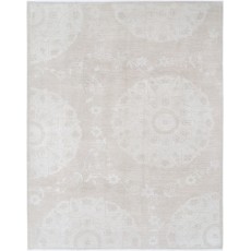 Hand Knotted Beige Wool Large Area Rug | Traditional Floral Carpet
