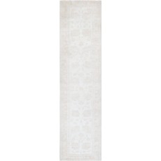 Handknotted Hallway Runner Rug | Beige Corridor Rug | Wool Kitchen Rug | Floral Stair Rug