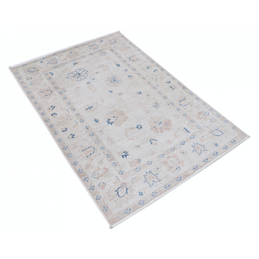 Hand Knotted Turkish Wool Rug | Beige Small Rug with All-Over Floral Design Hand Knotted Turkish Wool Rug | Beige Small Rug with All-Over Floral Design
