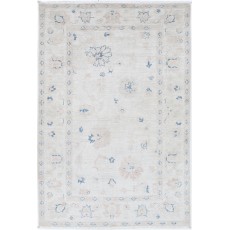 Hand Knotted Turkish Wool Rug | Beige Small Rug with All-Over Floral Design