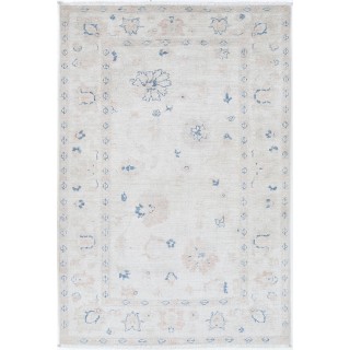 Hand Knotted Turkish Wool Rug | Beige Small Rug with All-Over Floral Design