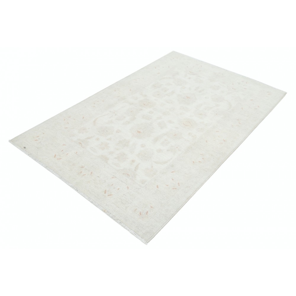 Hand Knotted Oushak Style Rug | Beige Turkish Accent Rug with All-Over Floral Design | 100% Wool Hand Knotted Oushak Style Rug | Beige Turkish Accent Rug with All-Over Floral Design | 100% Wool