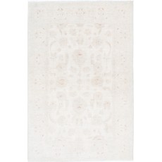 Hand Knotted Oushak Style Rug | Beige Turkish Accent Rug with All-Over Floral Design | 100% Wool