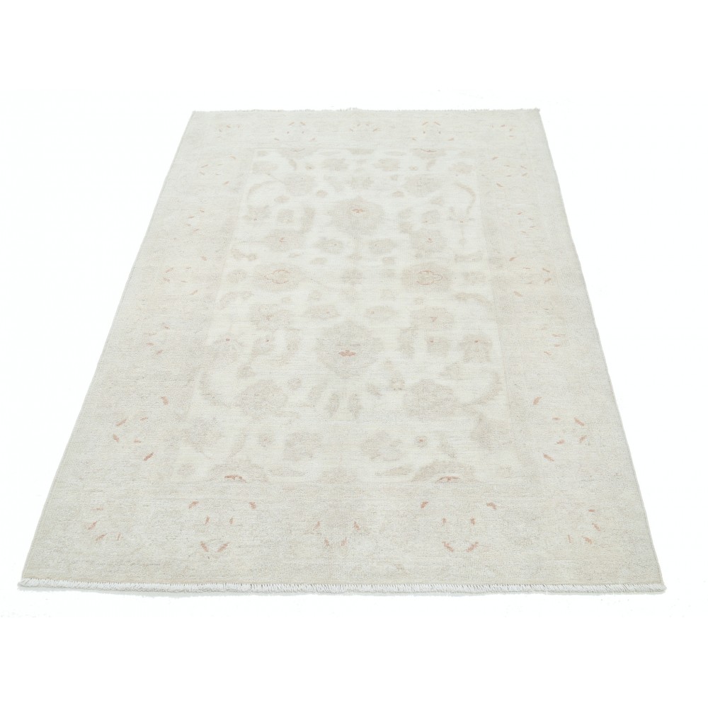 Hand Knotted Oushak Style Rug | Beige Turkish Accent Rug with All-Over Floral Design | 100% Wool Hand Knotted Oushak Style Rug | Beige Turkish Accent Rug with All-Over Floral Design | 100% Wool