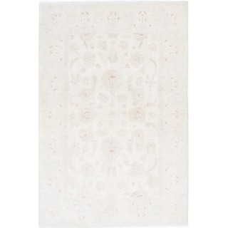 Hand Knotted Oushak Style Rug | Beige Turkish Accent Rug with All-Over Floral Design | 100% Wool