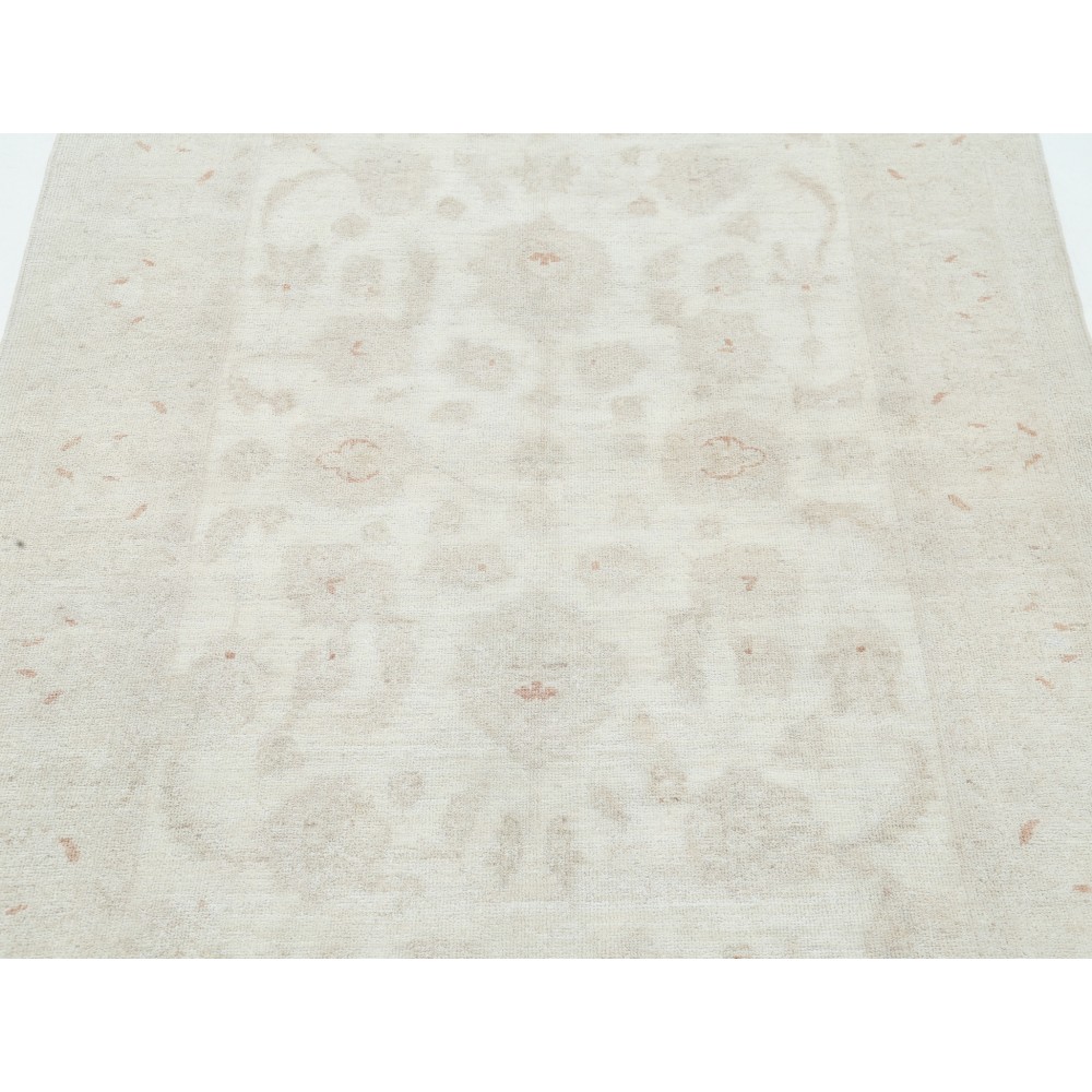 Hand Knotted Oushak Style Rug | Beige Turkish Accent Rug with All-Over Floral Design | 100% Wool Hand Knotted Oushak Style Rug | Beige Turkish Accent Rug with All-Over Floral Design | 100% Wool