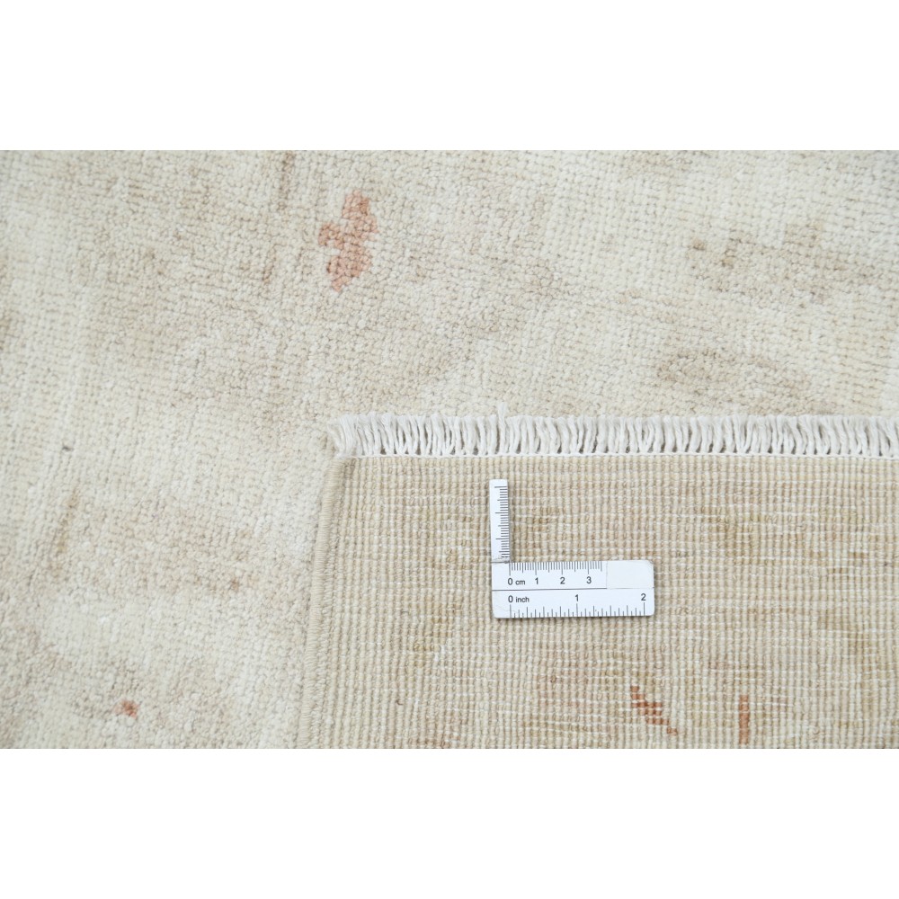 Hand Knotted Oushak Style Rug | Beige Turkish Accent Rug with All-Over Floral Design | 100% Wool Hand Knotted Oushak Style Rug | Beige Turkish Accent Rug with All-Over Floral Design | 100% Wool
