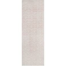 Hand Knotted Ivory, Pale Pink Wool Runner Rug | Turkish Ogee Trellis Design Corridor Rug for Hallway, Kitchen