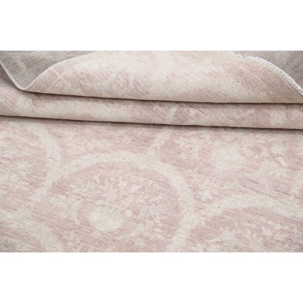 Hand Knotted Ivory, Pale Pink Wool Runner Rug | Turkish Ogee Trellis Design Corridor Rug for Hallway, Kitchen Hand Knotted Ivory, Pale Pink Wool Runner Rug | Turkish Ogee Trellis Design Corridor Rug for Hallway, Kitchen