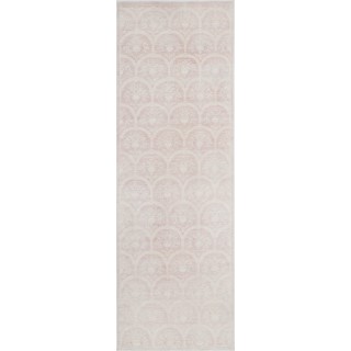 Hand Knotted Ivory, Pale Pink Wool Runner Rug | Turkish Ogee Trellis Design Corridor Rug for Hallway, Kitchen