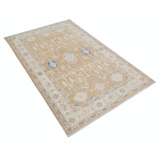 Hand Knotted Soft Red, Beige and Light Blue Wool Area Rug | Floral Pattern Small Rug
