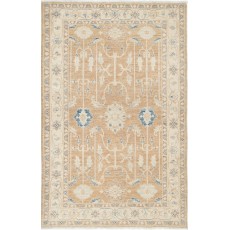 Hand Knotted Soft Red, Beige and Light Blue Wool Area Rug | Floral Pattern Small Rug
