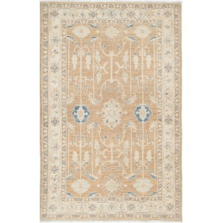 Hand Knotted Soft Red, Beige and Light Blue Wool Area Rug | Floral Pattern Small Rug
