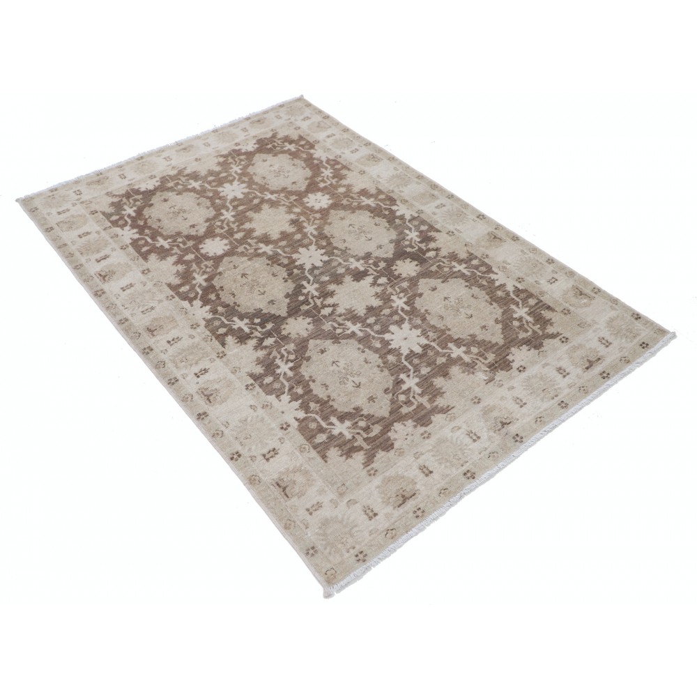Hand Knotted Brown, Ivory Wool Area Rug | Traditional Floral Design Accent Rug Hand Knotted Brown, Ivory Wool Area Rug | Traditional Floral Design Accent Rug