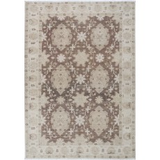 Hand Knotted Brown, Ivory Wool Area Rug | Traditional Floral Design Accent Rug