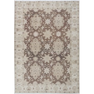Hand Knotted Brown, Ivory Wool Area Rug | Traditional Floral Design Accent Rug