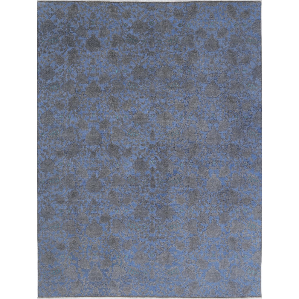 Hand Knotted Blue and Gray Wool Area Rug | Turkish Floral Botanical Design Carpet Hand Knotted Blue and Gray Wool Area Rug | Turkish Floral Botanical Design Carpet