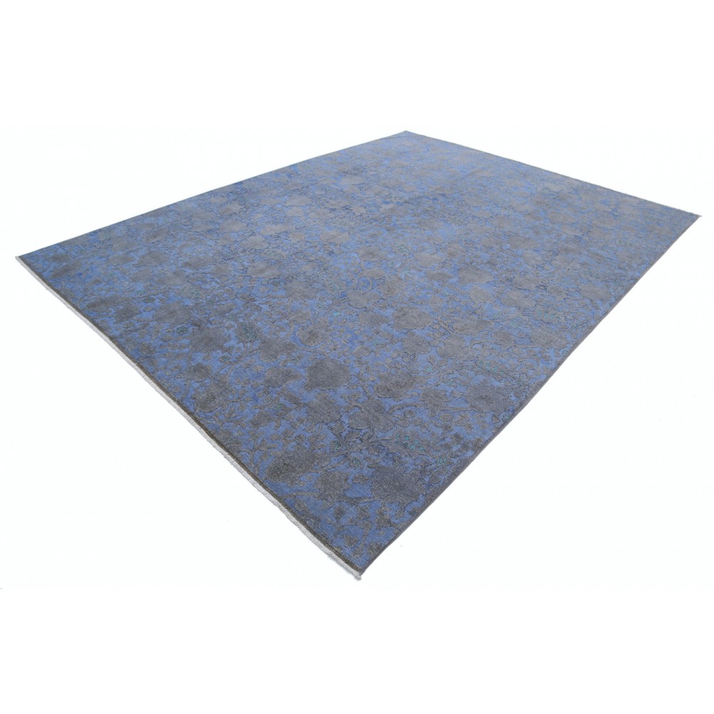 Hand Knotted Blue and Gray Wool Area Rug | Turkish Floral Botanical Design Carpet Hand Knotted Blue and Gray Wool Area Rug | Turkish Floral Botanical Design Carpet