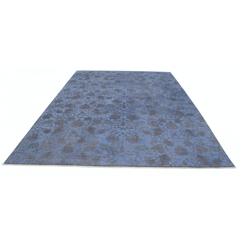 Hand Knotted Blue and Gray Wool Area Rug | Turkish Floral Botanical Design Carpet Hand Knotted Blue and Gray Wool Area Rug | Turkish Floral Botanical Design Carpet