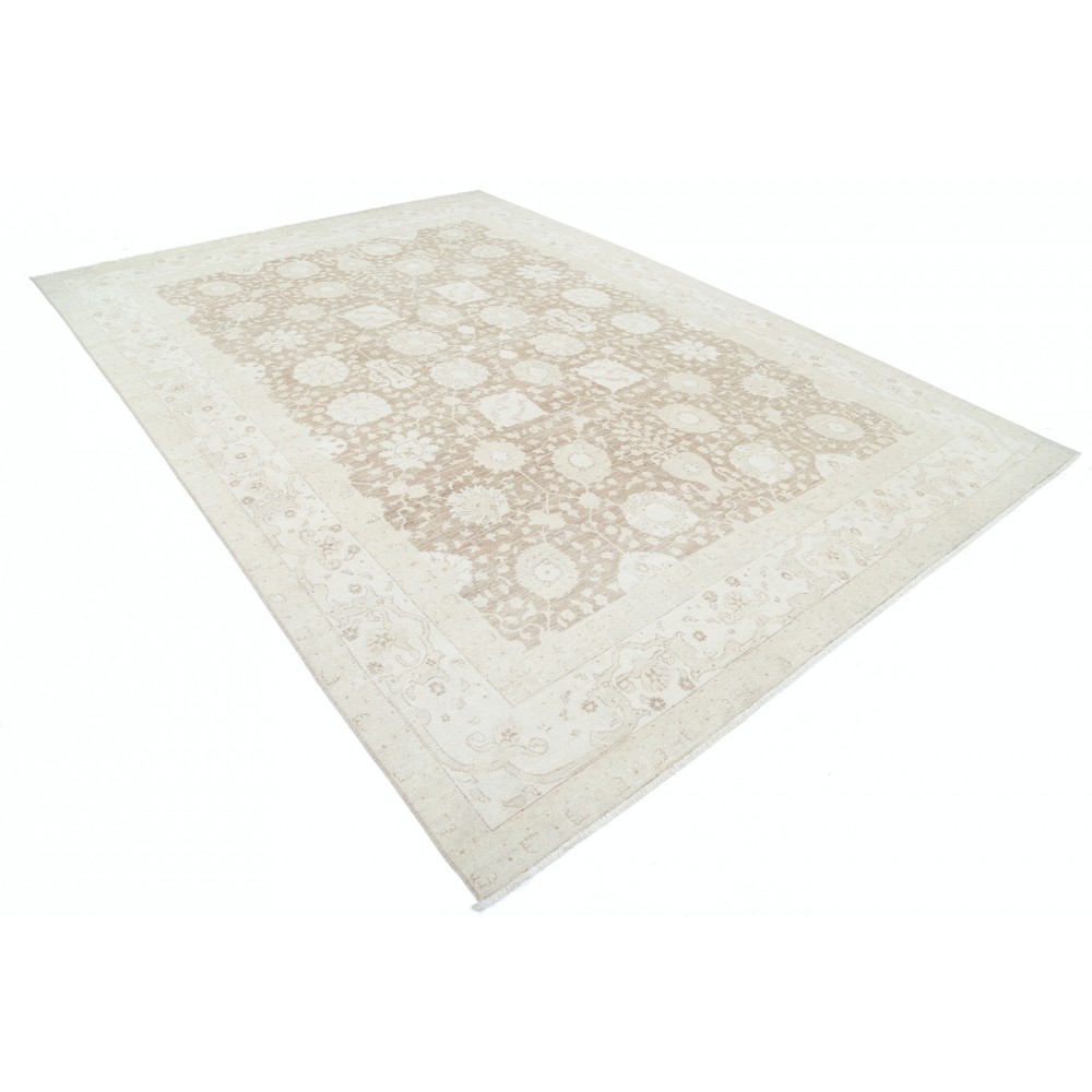 Handknotted Oushak Style Rug, Decorative Wool Area Rug, Floral Patterned Beige Carpet Handknotted Oushak Style Rug, Decorative Wool Area Rug, Floral Patterned Beige Carpet