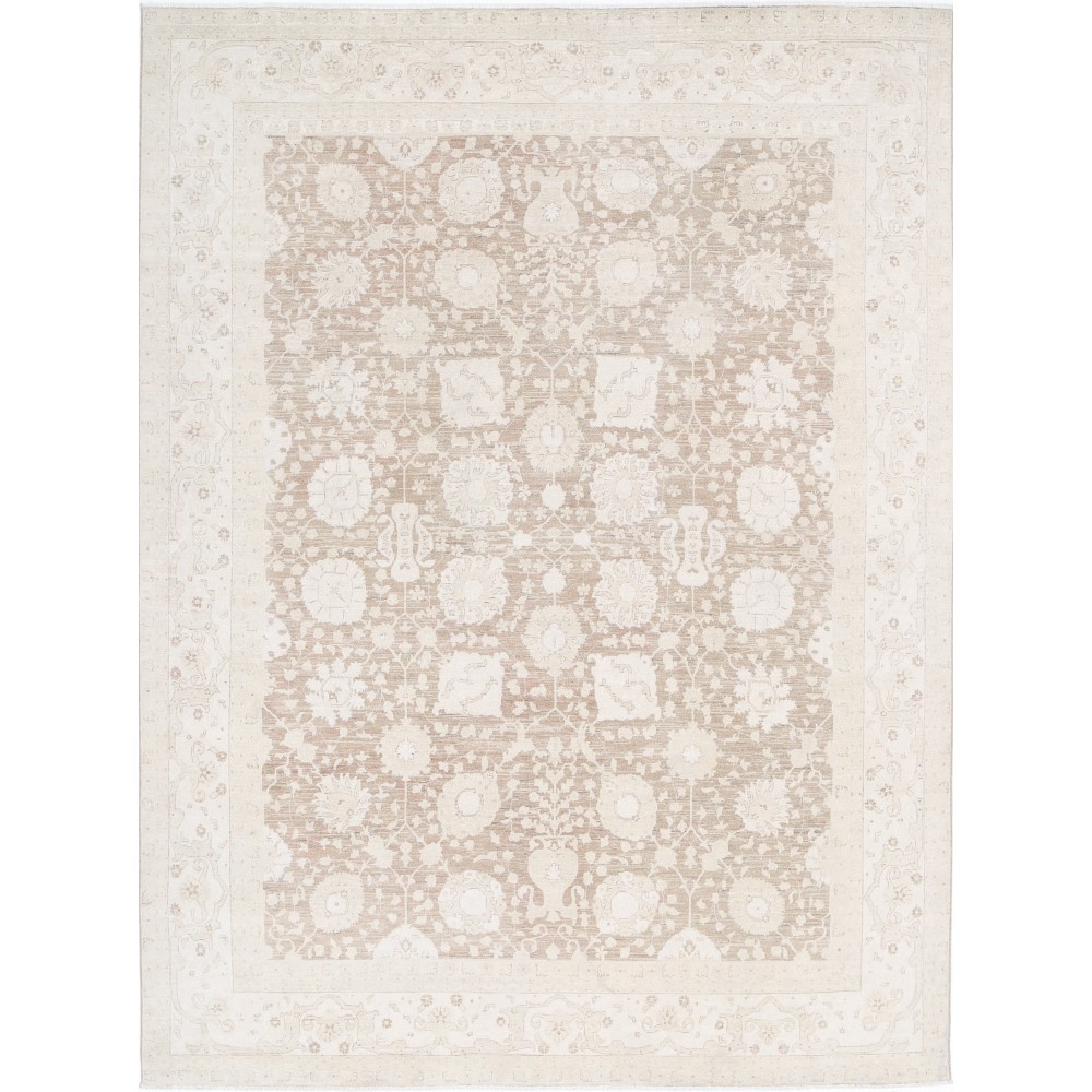 Handknotted Oushak Style Rug, Decorative Wool Area Rug, Floral Patterned Beige Carpet Handknotted Oushak Style Rug, Decorative Wool Area Rug, Floral Patterned Beige Carpet