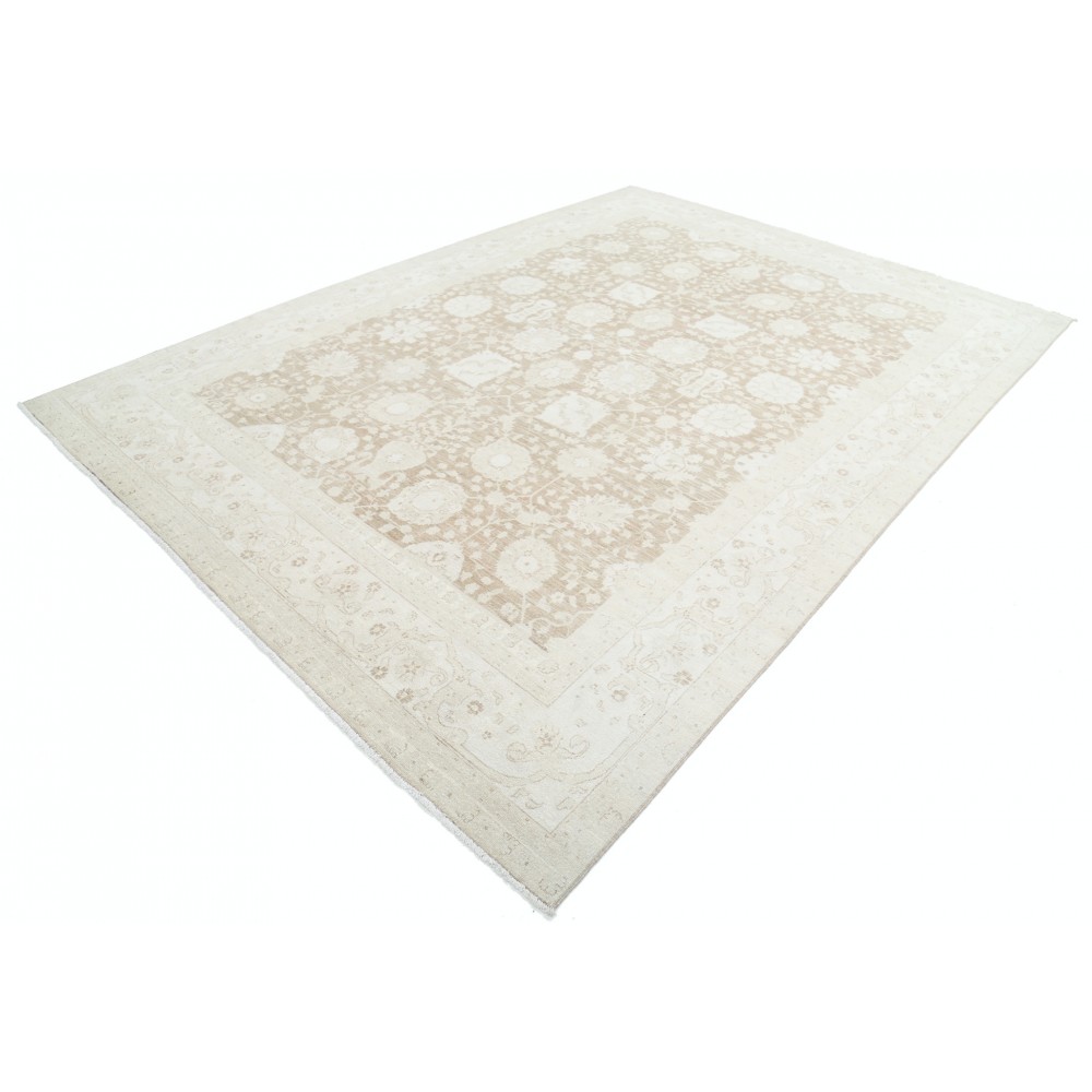 Handknotted Oushak Style Rug, Decorative Wool Area Rug, Floral Patterned Beige Carpet Handknotted Oushak Style Rug, Decorative Wool Area Rug, Floral Patterned Beige Carpet