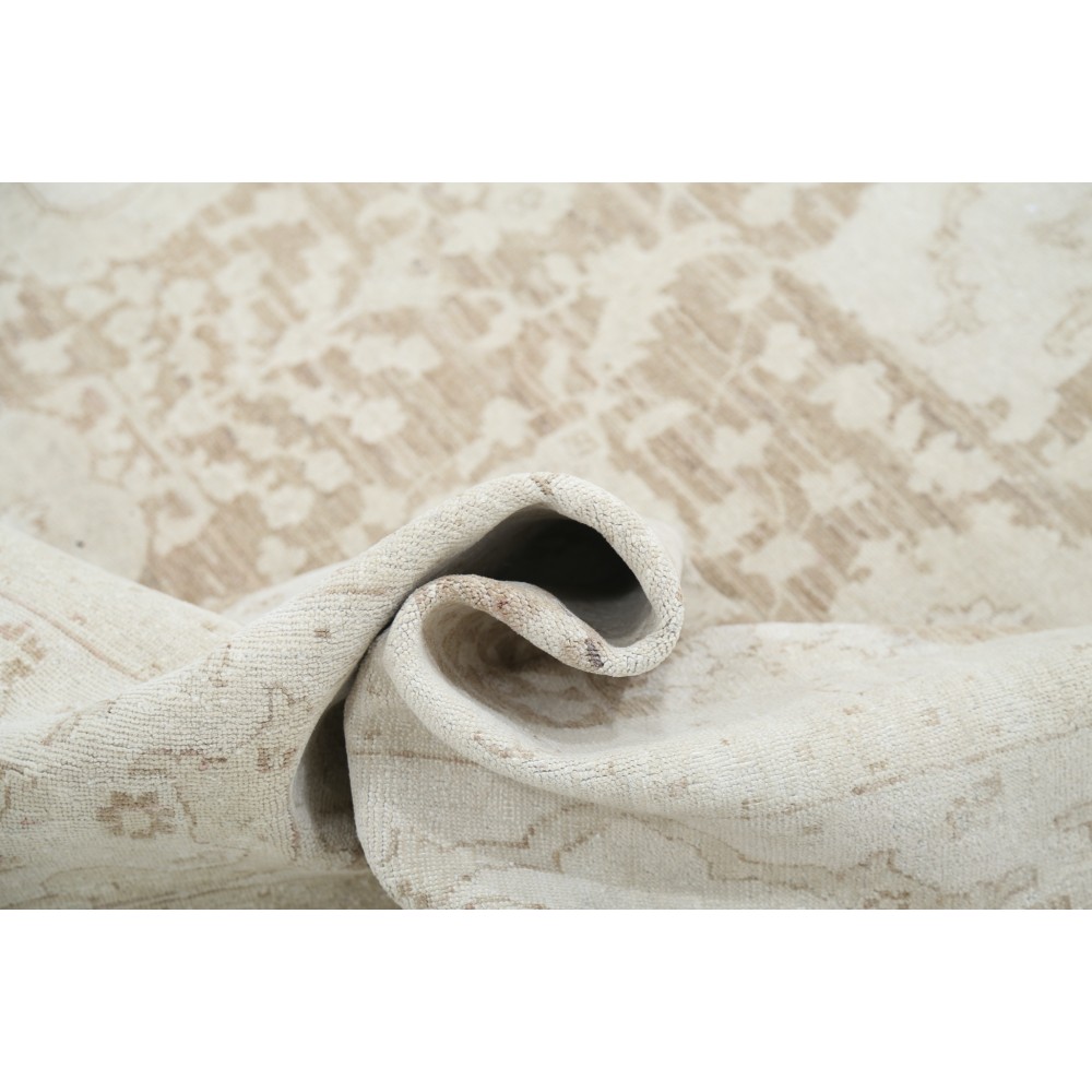 Handknotted Oushak Style Rug, Decorative Wool Area Rug, Floral Patterned Beige Carpet Handknotted Oushak Style Rug, Decorative Wool Area Rug, Floral Patterned Beige Carpet