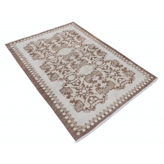 Traditional Hand Knotted Brown, Ivory Wool Area Rug | Turkish Floral Motif Accent Rug Traditional Hand Knotted Brown, Ivory Wool Area Rug | Turkish Floral Motif Accent Rug