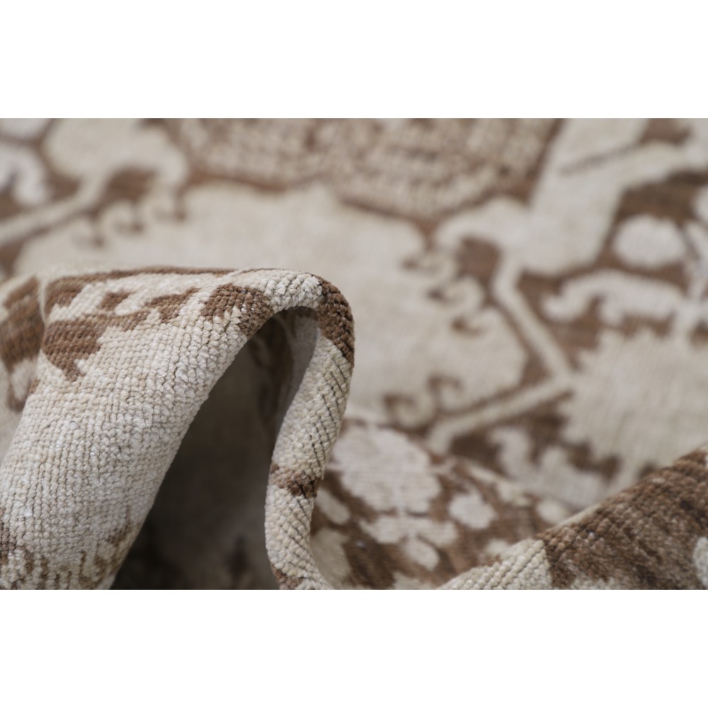 Traditional Hand Knotted Brown, Ivory Wool Area Rug | Turkish Floral Motif Accent Rug Traditional Hand Knotted Brown, Ivory Wool Area Rug | Turkish Floral Motif Accent Rug