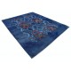 Hand Knotted Navy Blue, Turquoise and Rust Wool Area Rug | Turkish Damask Floral Design Carpet Hand Knotted Navy Blue, Turquoise and Rust Wool Area Rug | Turkish Damask Floral Design Carpet