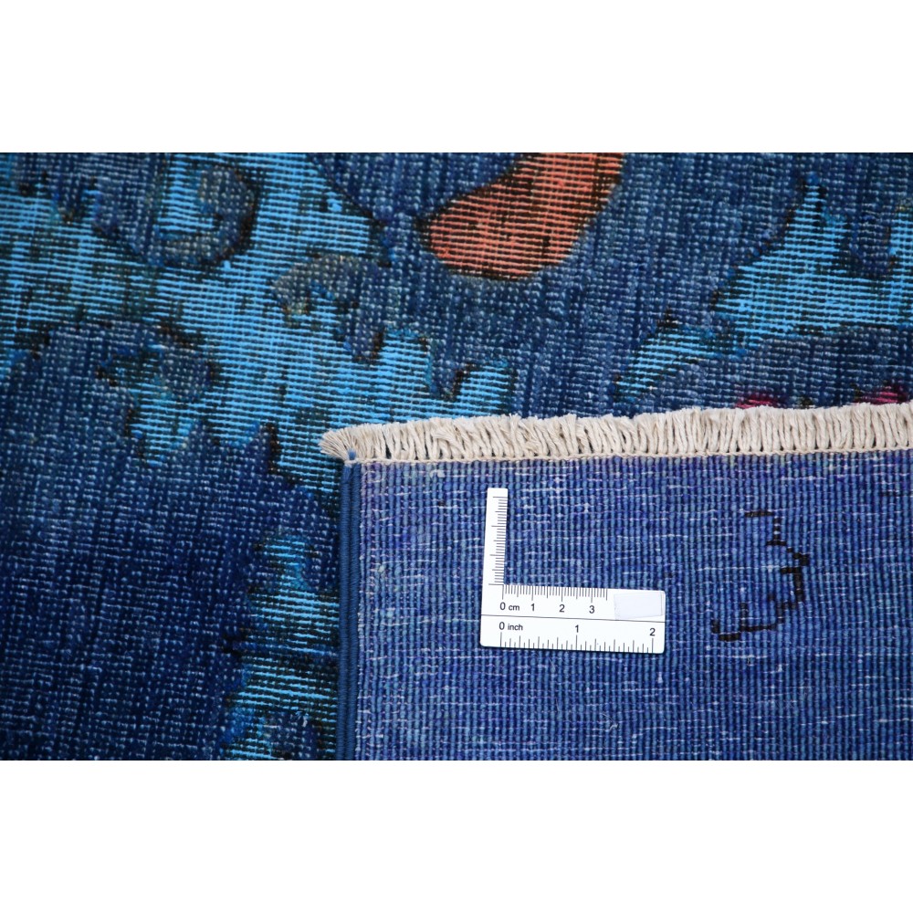 Hand Knotted Navy Blue, Turquoise and Rust Wool Area Rug | Turkish Damask Floral Design Carpet Hand Knotted Navy Blue, Turquoise and Rust Wool Area Rug | Turkish Damask Floral Design Carpet
