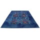 Hand Knotted Navy Blue, Turquoise and Rust Wool Area Rug | Turkish Damask Floral Design Carpet Hand Knotted Navy Blue, Turquoise and Rust Wool Area Rug | Turkish Damask Floral Design Carpet