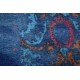 Hand Knotted Navy Blue, Turquoise and Rust Wool Area Rug | Turkish Damask Floral Design Carpet Hand Knotted Navy Blue, Turquoise and Rust Wool Area Rug | Turkish Damask Floral Design Carpet