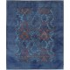 Hand Knotted Navy Blue, Turquoise and Rust Wool Area Rug | Turkish Damask Floral Design Carpet Hand Knotted Navy Blue, Turquoise and Rust Wool Area Rug | Turkish Damask Floral Design Carpet