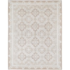Hand Knotted Beige Area Rug Made of Wool | Trellis Design Carpet For Living Room