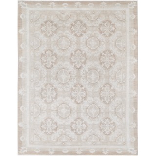 Hand Knotted Beige Area Rug Made of Wool | Trellis Design Carpet For Living Room