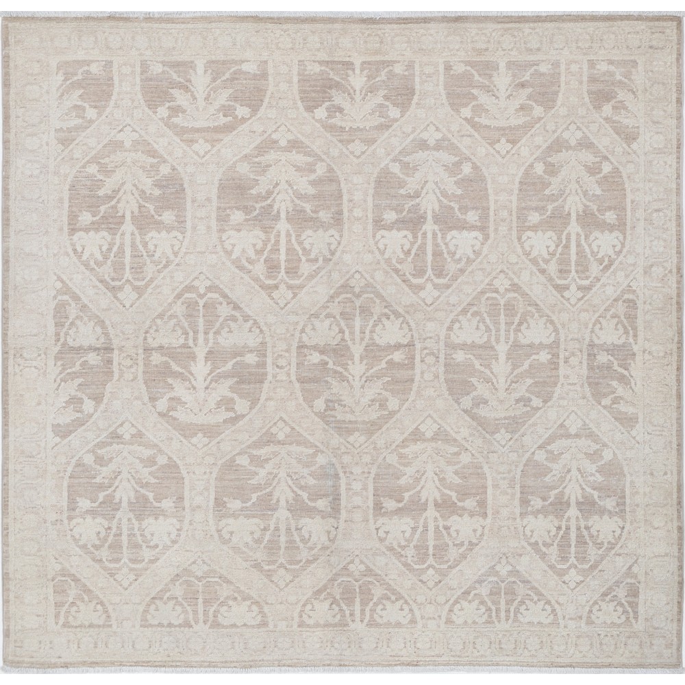 Hand Knotted Beige, Taupe Wool Area Rug | Ogee Trellis Pattern Accent Rug Hand Knotted Beige, Taupe Wool Area Rug | Ogee Trellis Pattern Accent Rug