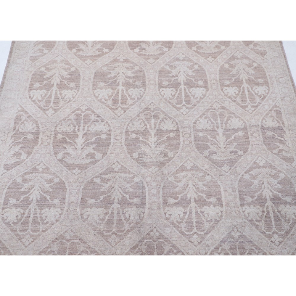 Hand Knotted Beige, Taupe Wool Area Rug | Ogee Trellis Pattern Accent Rug Hand Knotted Beige, Taupe Wool Area Rug | Ogee Trellis Pattern Accent Rug