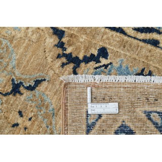 Handknotted Beige, Navy Blue, Light Blue Long Runner Rug, 100% Wool Handknotted Beige, Navy Blue, Light Blue Long Runner Rug, 100% Wool