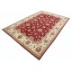 Hand Knotted Floral Area Rug with Red Field and Beige Border | Traditional Oushak Wool Carpet Hand Knotted Floral Area Rug with Red Field and Beige Border | Traditional Oushak Wool Carpet