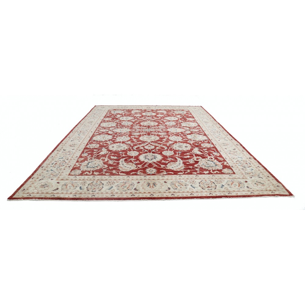 Hand Knotted Turkish Wool Large Area Rug with All-Over Floral Design | Red Oushak Carpet Hand Knotted Turkish Wool Large Area Rug with All-Over Floral Design | Red Oushak Carpet