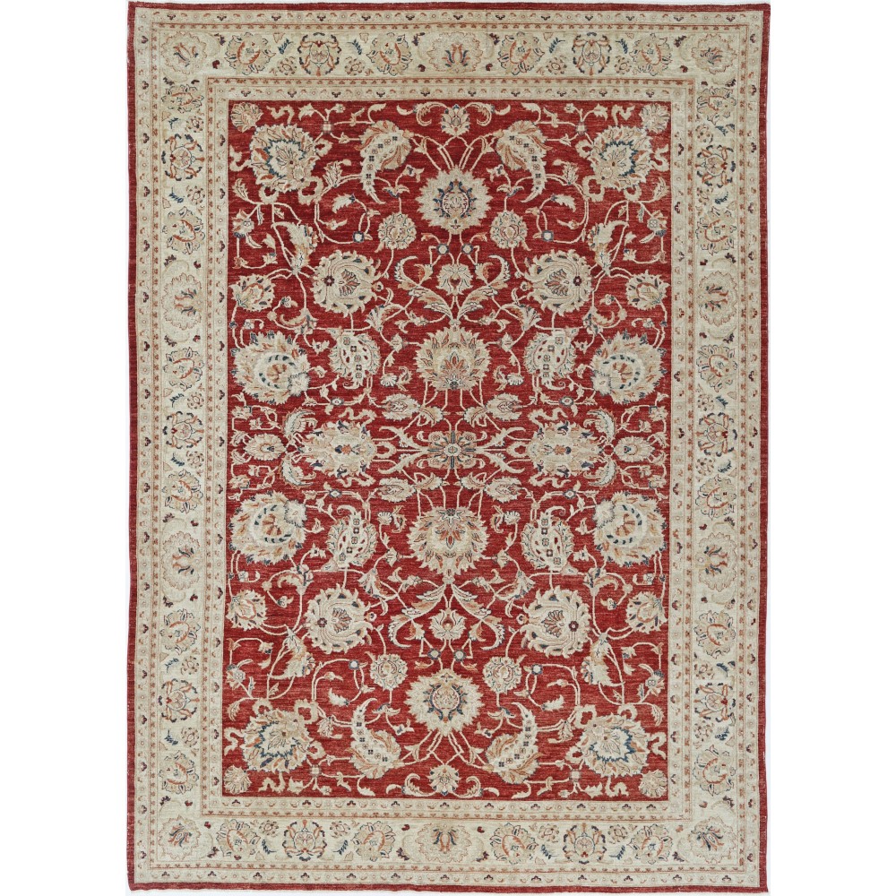 Hand Knotted Turkish Wool Large Area Rug with All-Over Floral Design | Red Oushak Carpet Hand Knotted Turkish Wool Large Area Rug with All-Over Floral Design | Red Oushak Carpet