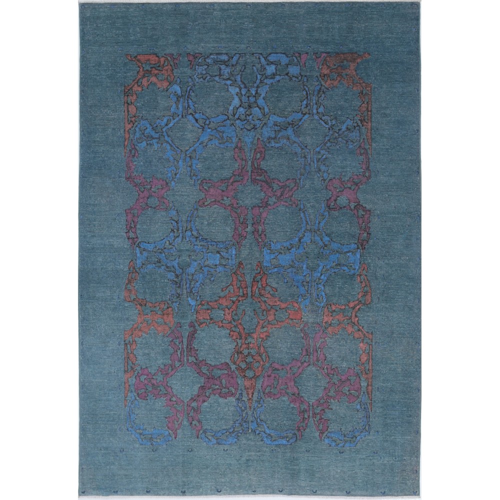 Hand Knotted Blue Area Rug | Ornamental Pattern Carpet | 100% Wool Hand Knotted Blue Area Rug | Ornamental Pattern Carpet | 100% Wool