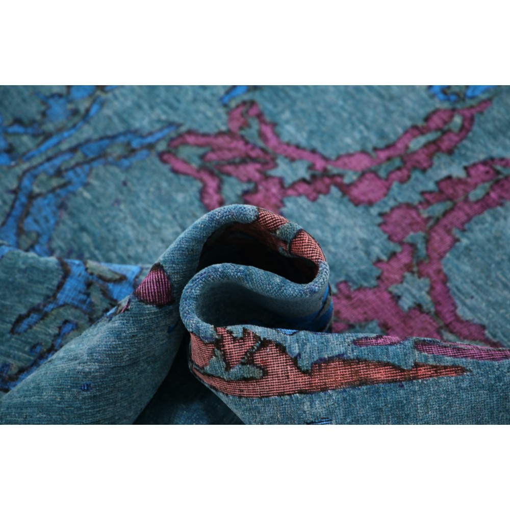 Hand Knotted Blue Area Rug | Ornamental Pattern Carpet | 100% Wool Hand Knotted Blue Area Rug | Ornamental Pattern Carpet | 100% Wool