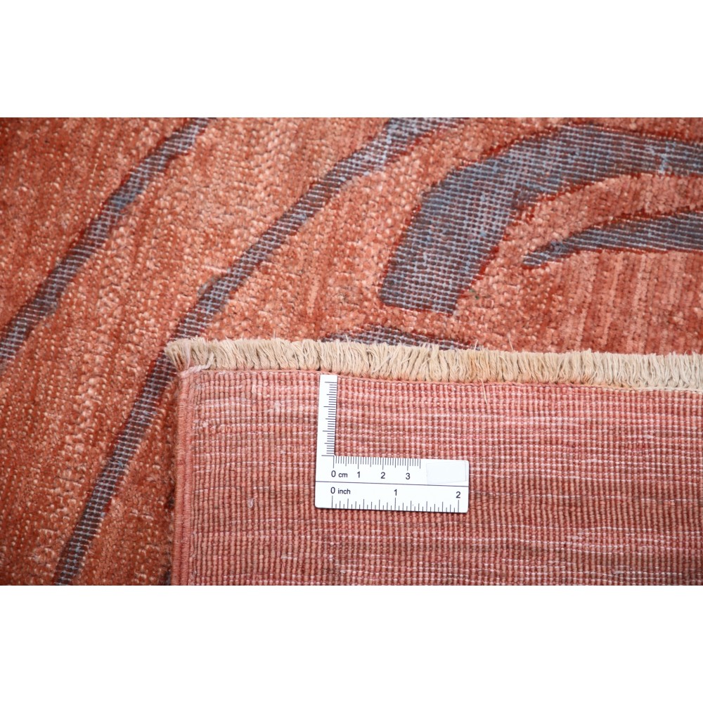 Hand Knotted Terracotta Red and Gray Wool Area Rug | Ornamental Abstract Carpet Hand Knotted Terracotta Red and Gray Wool Area Rug | Ornamental Abstract Carpet