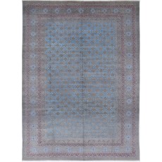Hand Knotted Gray, Light Blue and Lavender Wool Area Rug | Turkish Trellis Geometric Design Carpet