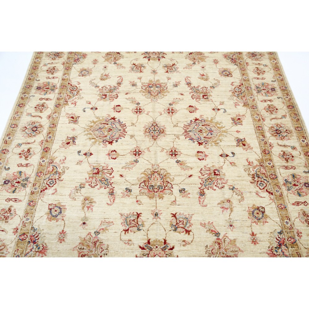 Hand Knotted Beige Wool Oushak Area Rug with All-Over Floral Design Hand Knotted Beige Wool Oushak Area Rug with All-Over Floral Design