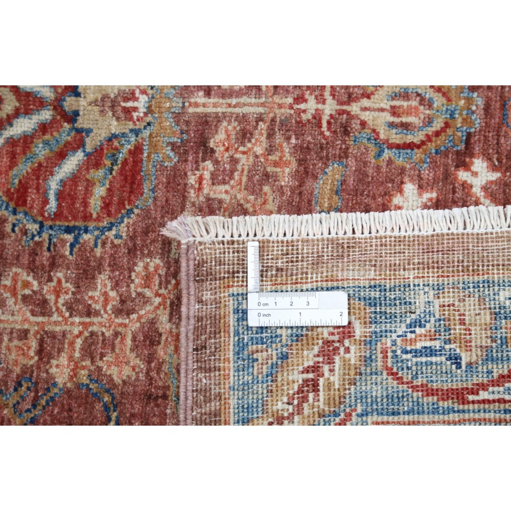Hand Knotted Rust, Light Blue, Beige Wool Rug | Traditional Floral Patterned Carpet