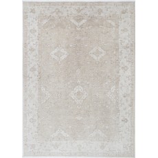 Hand Knotted Beige Turkish Area Rug with Floral Design for Home Decor | 100% Wool