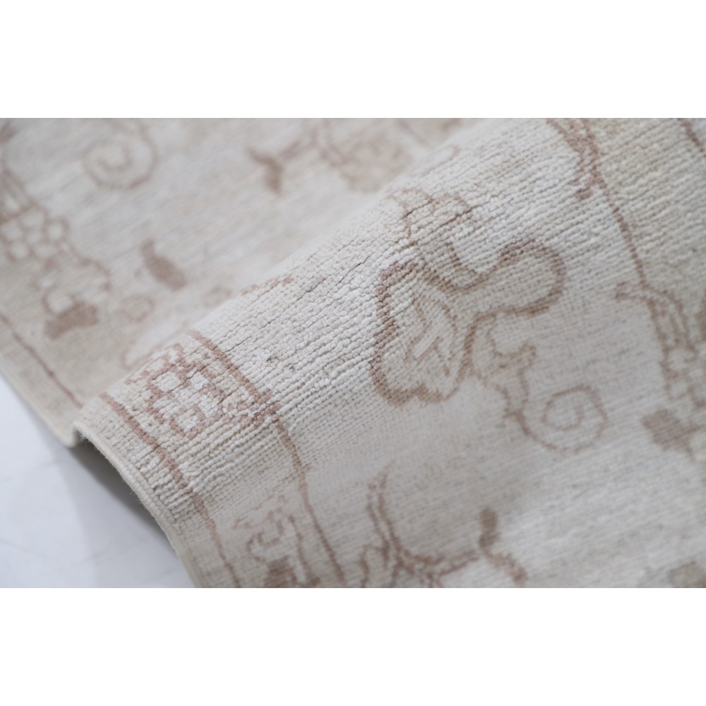 Hand Knotted Beige Turkish Area Rug with Floral Design for Home Decor | 100% Wool Hand Knotted Beige Turkish Area Rug with Floral Design for Home Decor | 100% Wool